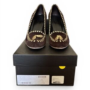 Gucci Women's Brown and Gold Tassel Heels
